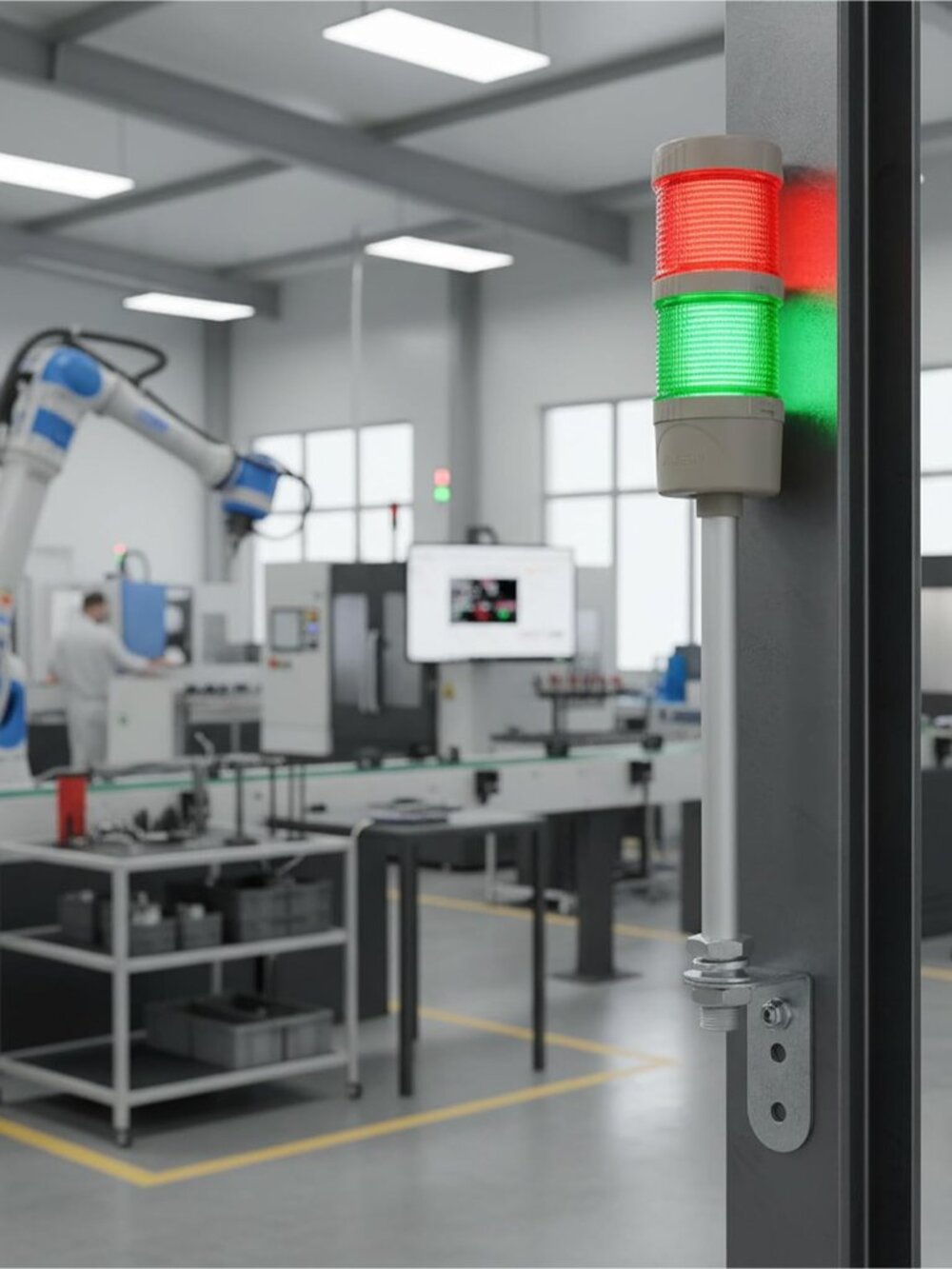 2-Stack LED Andon Tower Light with Buzzer | Industrial Warning Signal, Red/Green - Picture 8 of 12